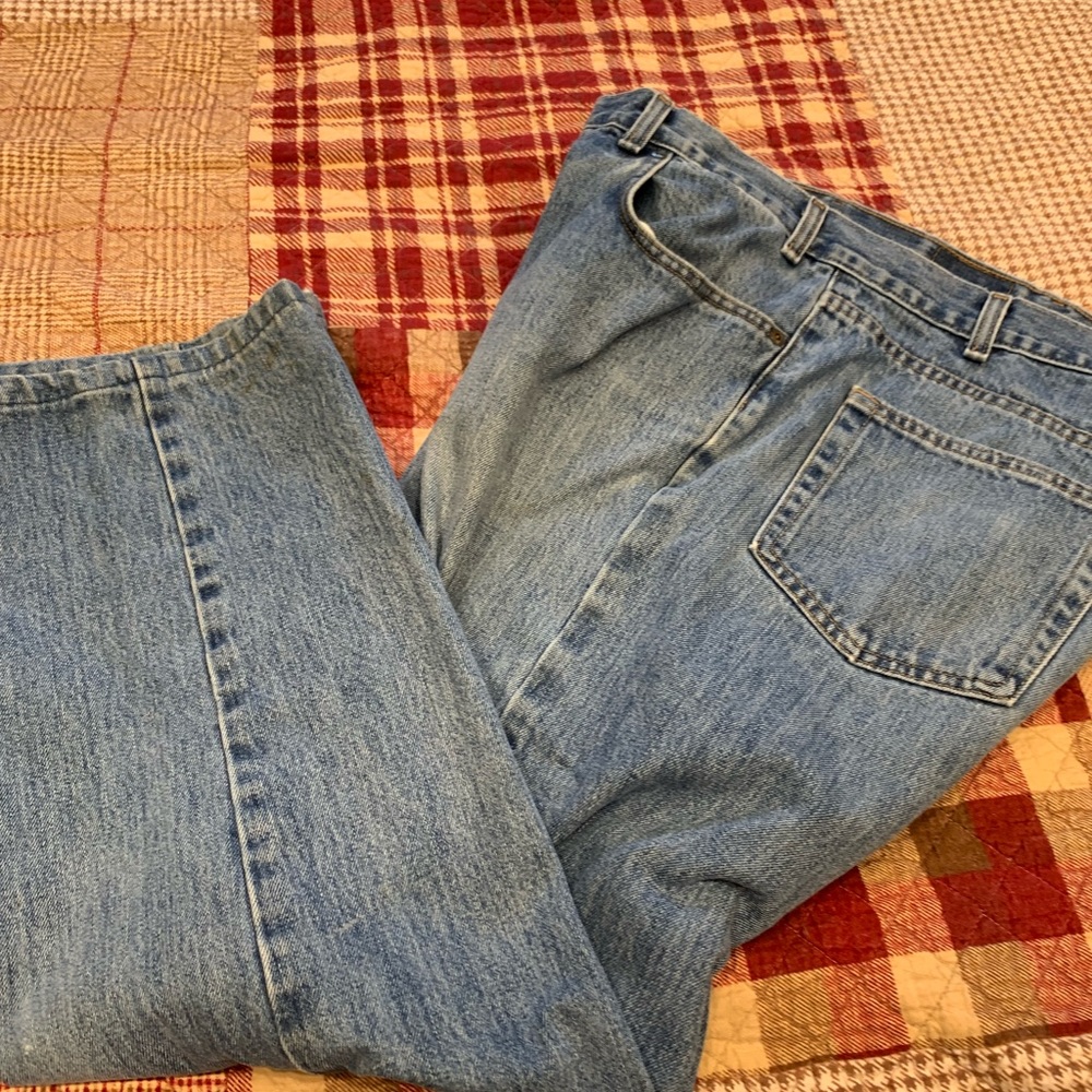 Kirkland Jeans. Stained in knees but not torn gently worn. 36x32
